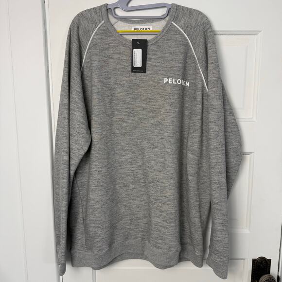 Peloton Piped Crewneck Pullover Gray Cotton Blend Lightweight Sweater New XL - Picture 5 of 10